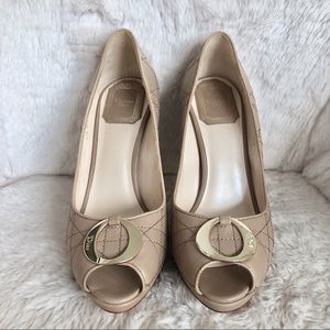 NEW Dior Cannage Leather Peep Toe Pump
